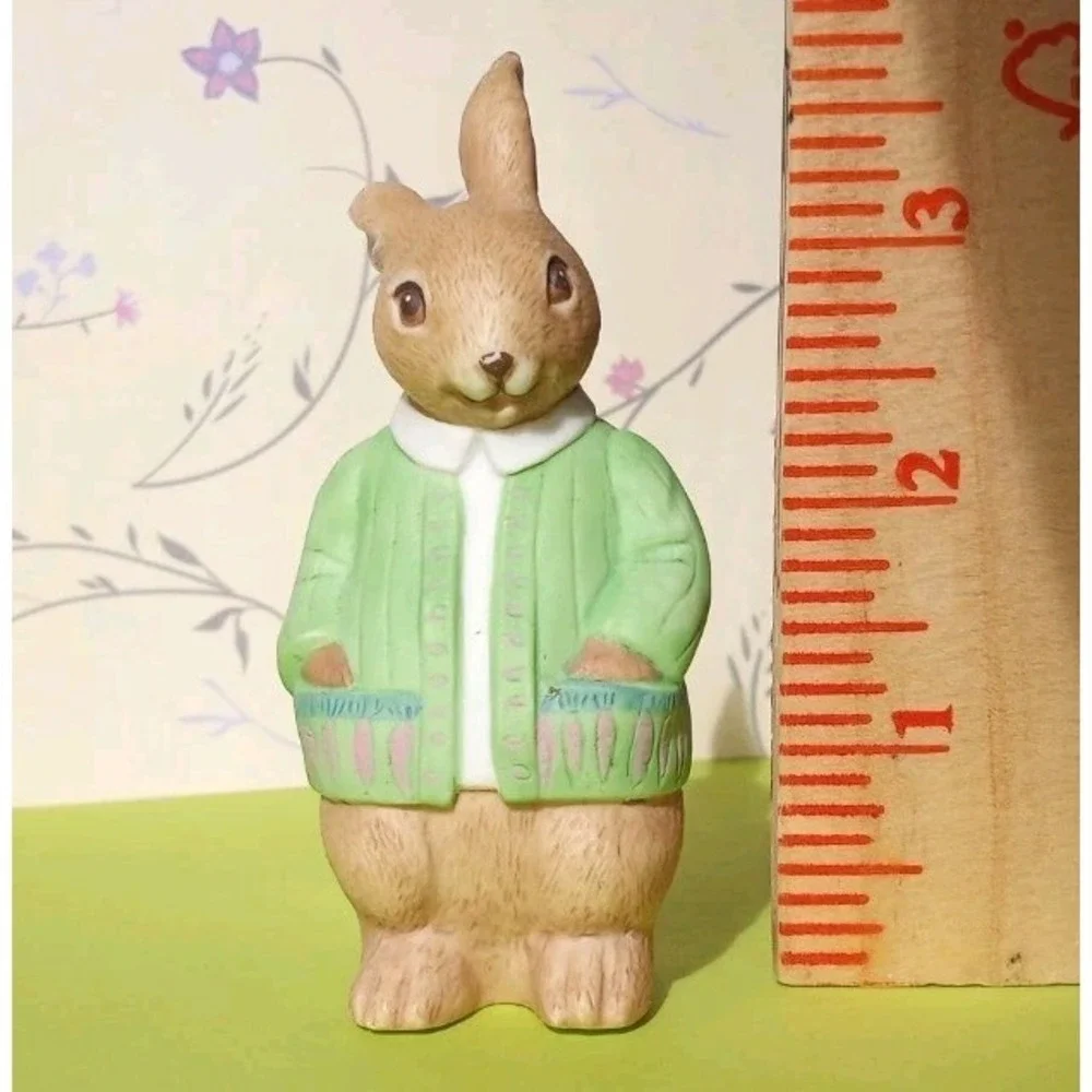Vtg Bunny Rabbit Napkin Rings Boy‎ Girl Easter Spring Table Decor 4 pc Bisque